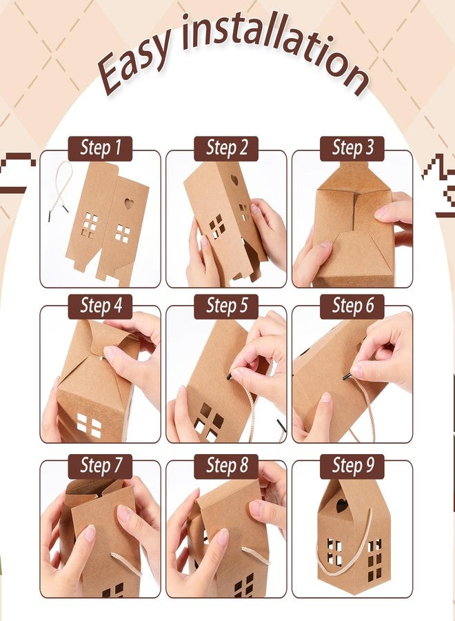 Dimeho 60pcs House Shaped Gift Boxes 5.1 × 3.1 × 3.1" Paper Candy Box Cardboard Treat Boxes Gift & Favor Box Cardboard Treat Bags for Wedding Christmas Baby Shower Birthday Party Treats Decoration - Image 4